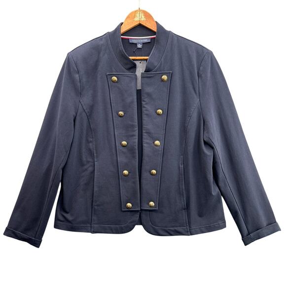 Tommy Hilfiger Navy Blue Military Band Gold Button Blazer Jacket Women XXL - Picture 1 of 9